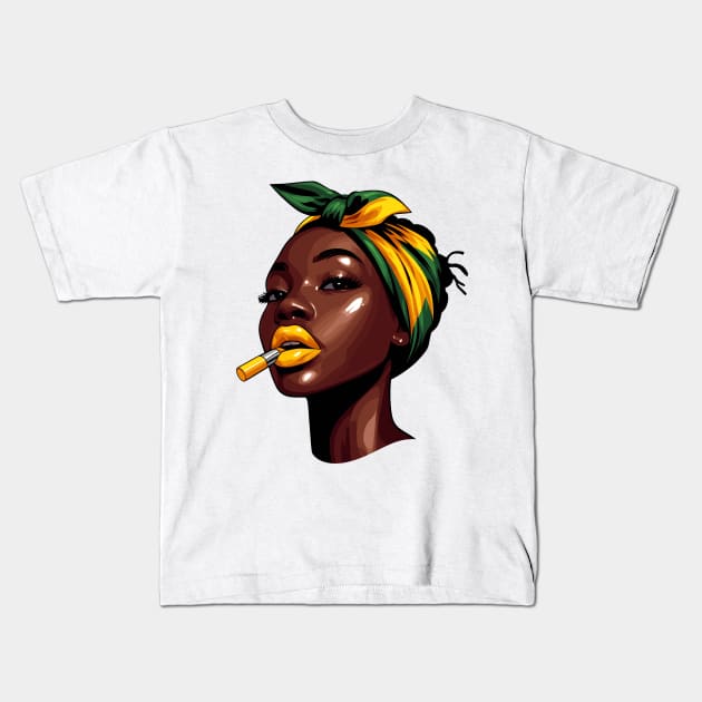 Black Woman Afrocentric Kids T-Shirt by Graceful Designs